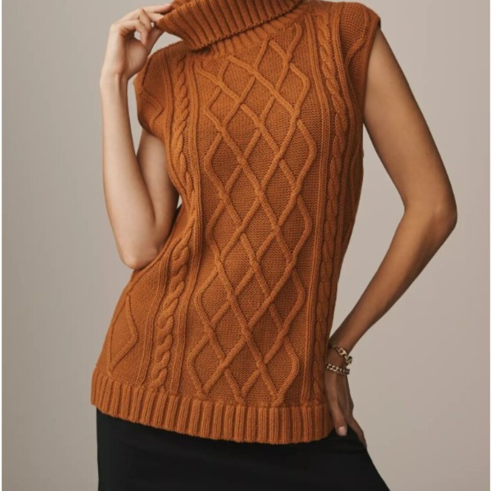 NWT Anthropologie Turtleneck Cable-Knit Twofer Mini Dress XSP